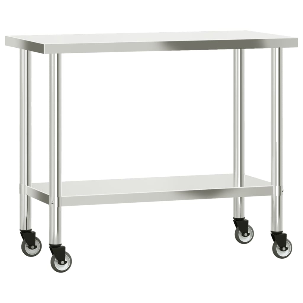Tavolo Lavoro Cucina con Ripiano 110x55x150 cm Acciaio Inox 3208909