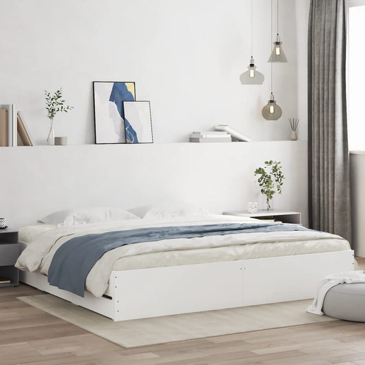 Giroletto con Cassetti-Struttura Letto con contenitore Bianco 200x200 cm in Legno Multistrato 399651