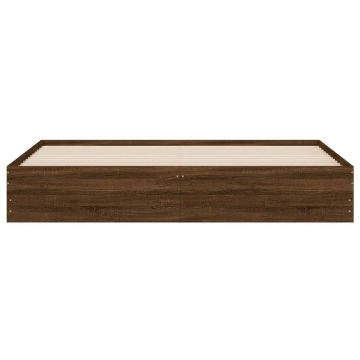 Giroletto Cassetti-Struttura Letto con contenitore Rovere Marrone 200x200 cm Legno Multistrato