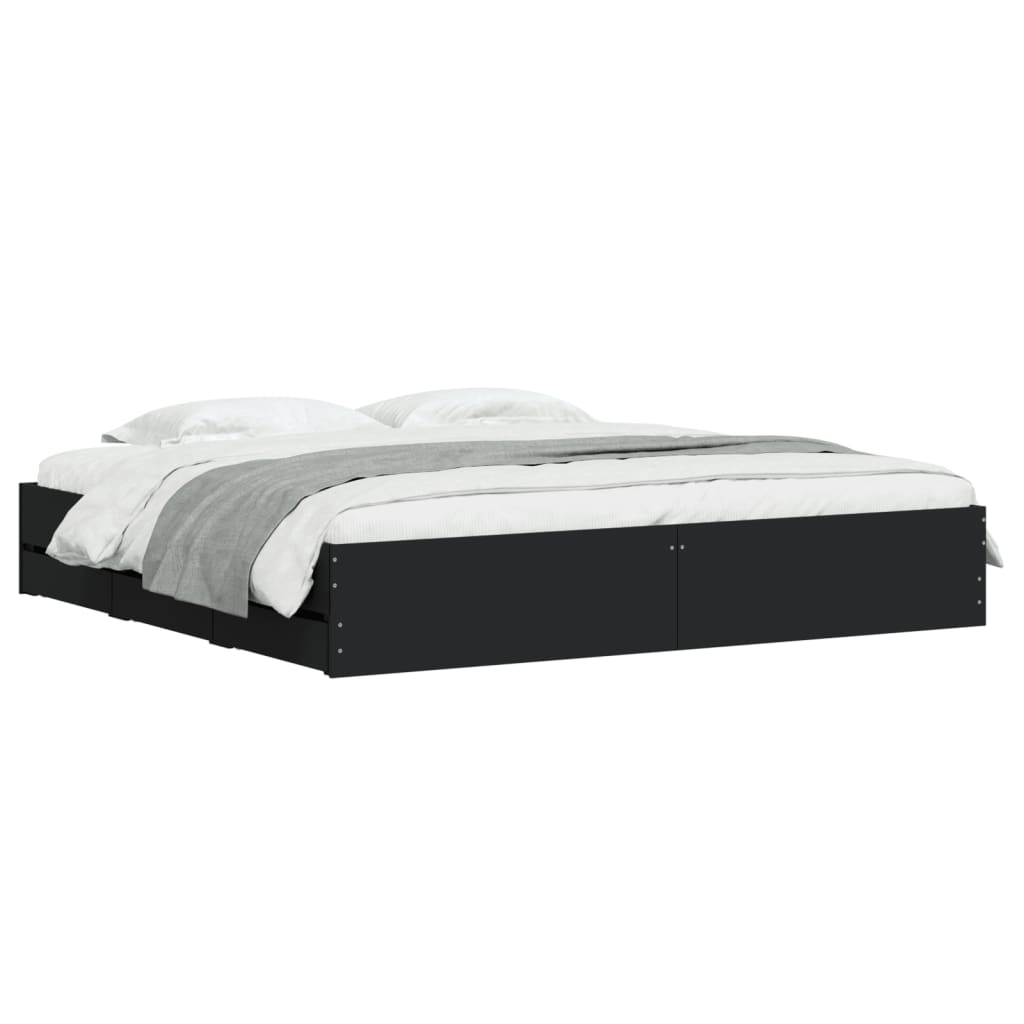 Giroletto con Cassetti-Struttura Letto con contenitore Nero 180x200 cm in Legno Multistrato
