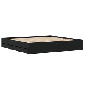 Giroletto con Cassetti-Struttura Letto con contenitore Nero 180x200 cm in Legno Multistrato