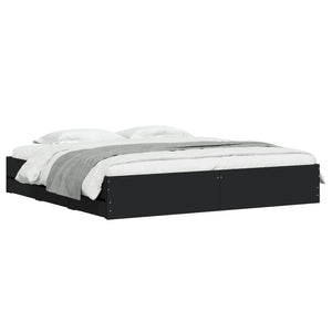 Giroletto con Cassetti-Struttura Letto con contenitore Nero 160x200 cm in Legno Multistrato 857183
