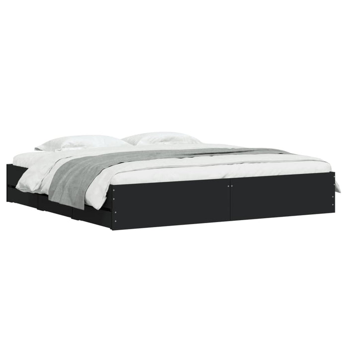 Giroletto con Cassetti-Struttura Letto con contenitore Nero 160x200 cm in Legno Multistrato 857183