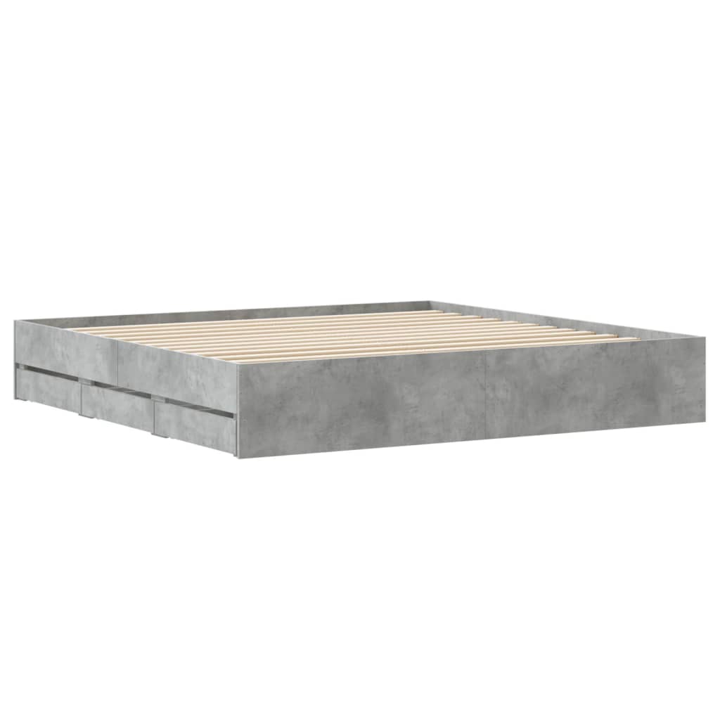 Giroletto Cassetti-Struttura Letto con contenitore Grigio Cemento 160x200 cm Legno Multistrato 562680