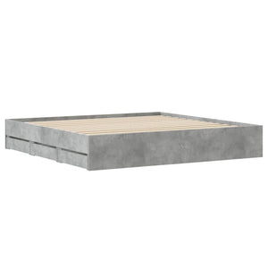 Giroletto Cassetti-Struttura Letto con contenitore Grigio Cemento 160x200 cm Legno Multistrato 562680