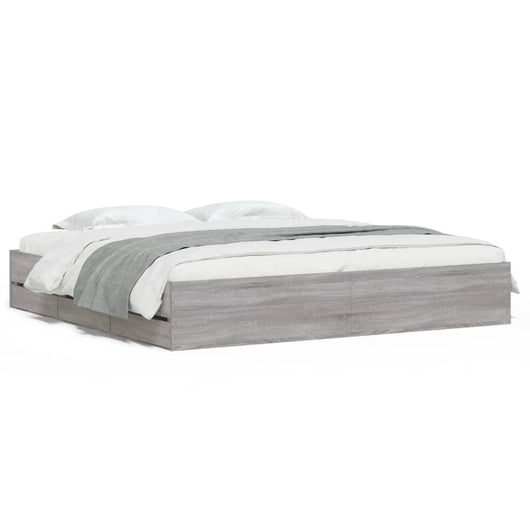 Giroletto Cassetti-Struttura Letto con contenitore Grigio Sonoma 160x200 cm Legno Multistrato 381726