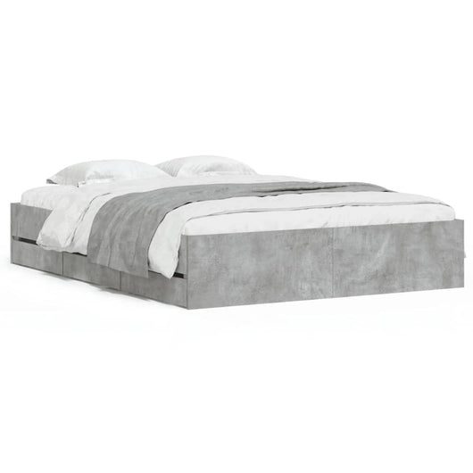 Giroletto Cassetti-Struttura Letto con contenitore Grigio Cemento 150x200 cm Legno Multistrato 410540