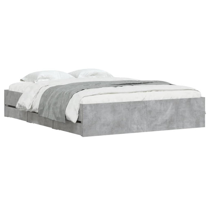 Giroletto Cassetti-Struttura Letto con contenitore Grigio Cemento 150x200 cm Legno Multistrato 410540