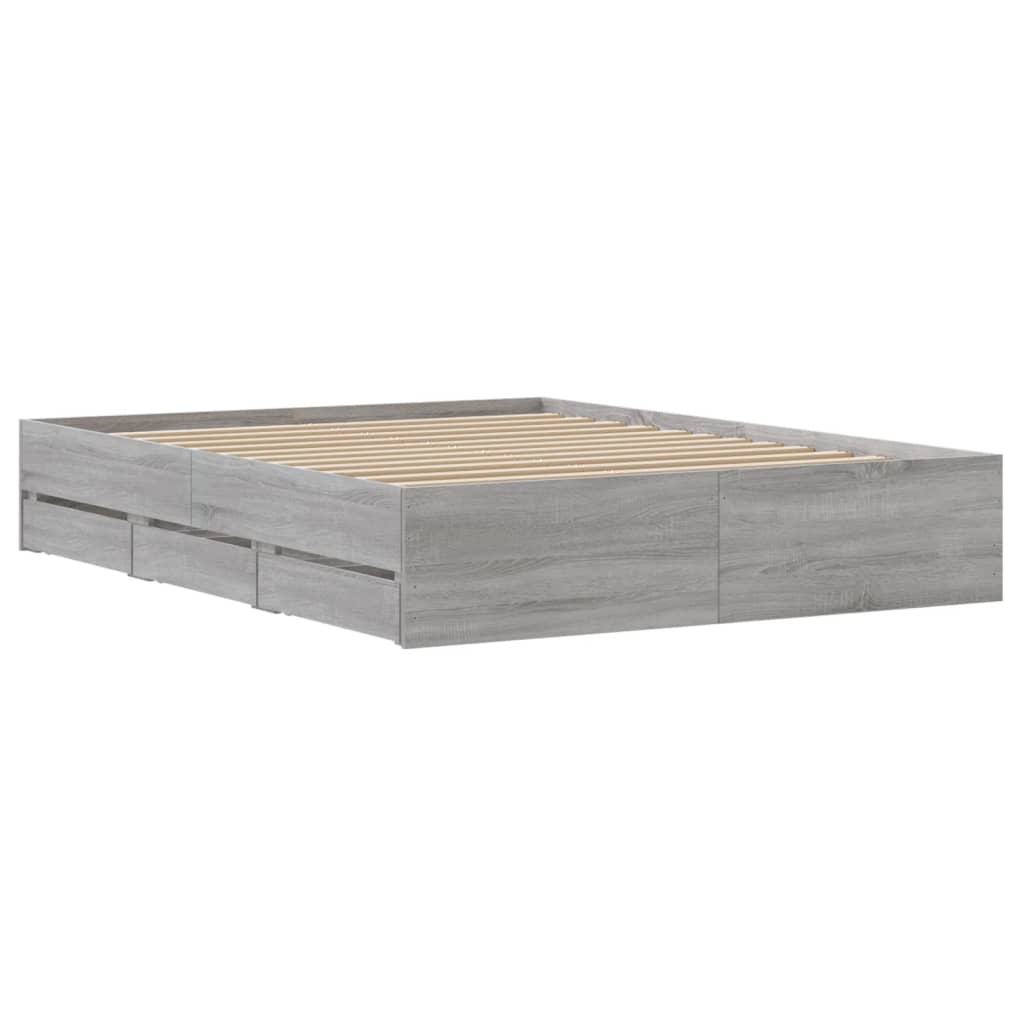 Giroletto Cassetti-Struttura Letto con contenitore Grigio Sonoma 150x200 cm Legno Multistrato 634694