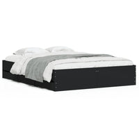 Giroletto con Cassetti-Struttura Letto con contenitore Nero 140x200 cm in Legno Multistrato 100690