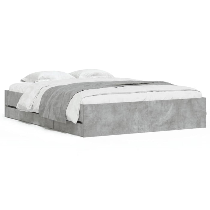 Giroletto Cassetti-Struttura Letto con contenitore Grigio Cemento 140x200 cm Legno Multistrato 160252