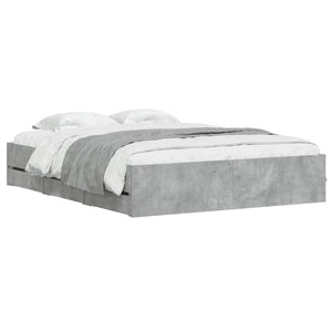 Giroletto Cassetti-Struttura Letto con contenitore Grigio Cemento 140x200 cm Legno Multistrato 160252