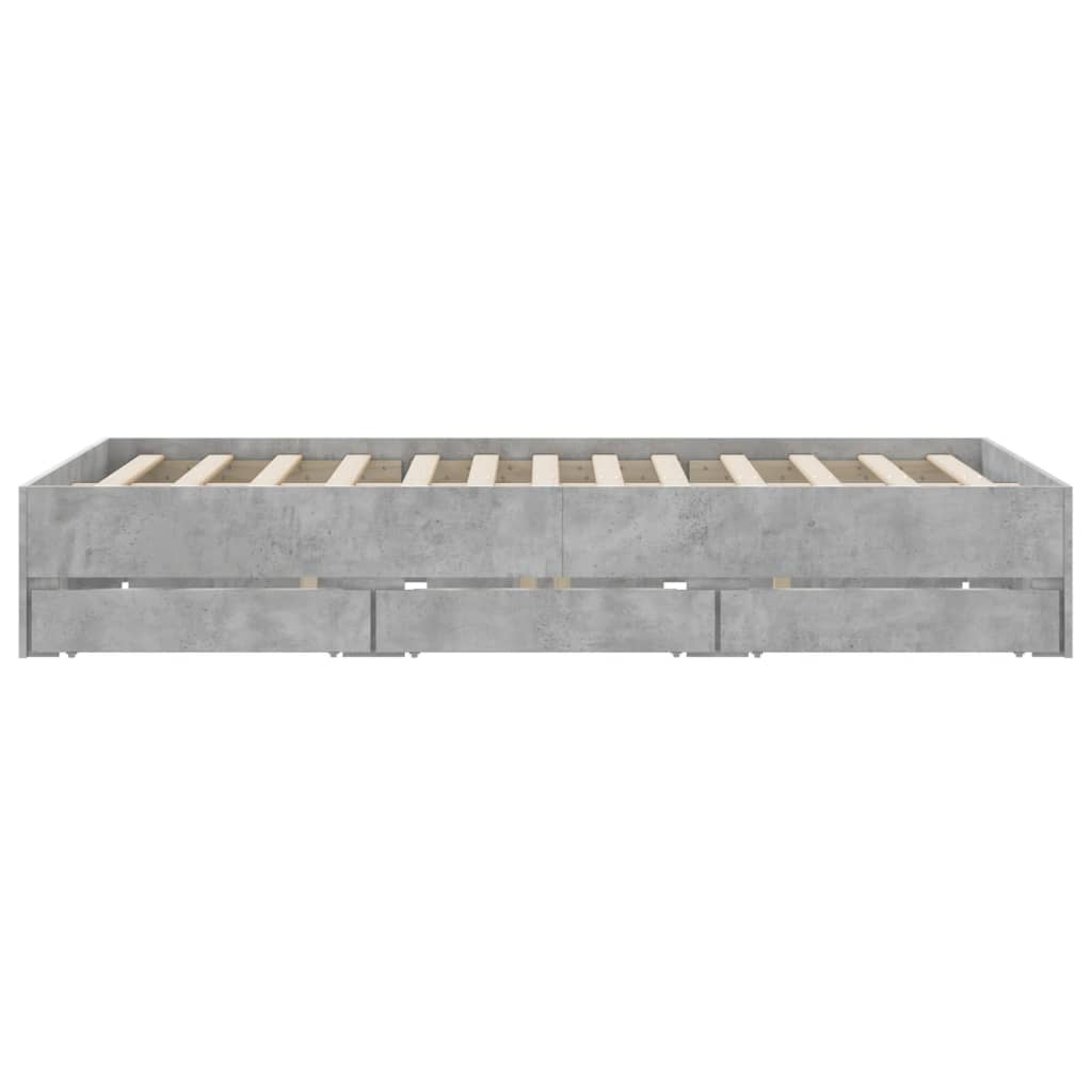 Giroletto Cassetti-Struttura Letto con contenitore Grigio Cemento 140x200 cm Legno Multistrato 160252