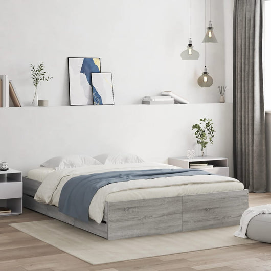 Giroletto Cassetti-Struttura Letto con contenitore Grigio Sonoma 140x200 cm Legno Multistrato 168708