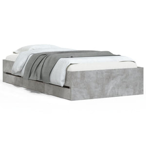 Giroletto Cassetti-Struttura Letto con contenitore Grigio Cemento 100x200 cm Legno Multistrato 788791