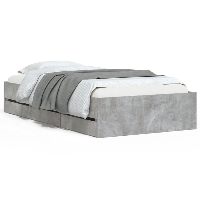 Giroletto Cassetti-Struttura Letto con contenitore Grigio Cemento 100x200 cm Legno Multistrato 788791