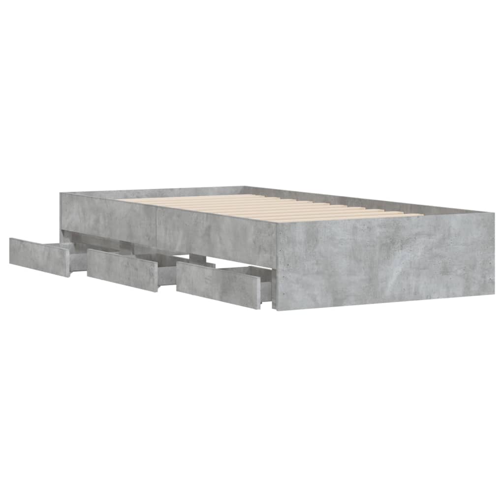 Giroletto Cassetti-Struttura Letto con contenitore Grigio Cemento 100x200 cm Legno Multistrato 788791