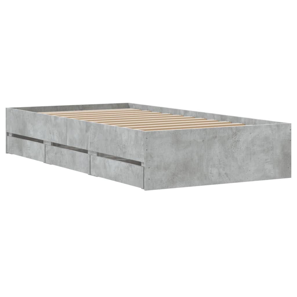 Giroletto Cassetti-Struttura Letto con contenitore Grigio Cemento 100x200 cm Legno Multistrato 788791