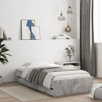 Giroletto Cassetti-Struttura Letto con contenitore Grigio Cemento 100x200 cm Legno Multistrato 788791