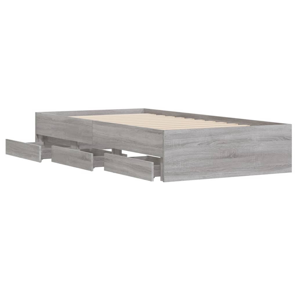 Giroletto Cassetti-Struttura Letto con contenitore Grigio Sonoma 100x200 cm Legno Multistrato 771795
