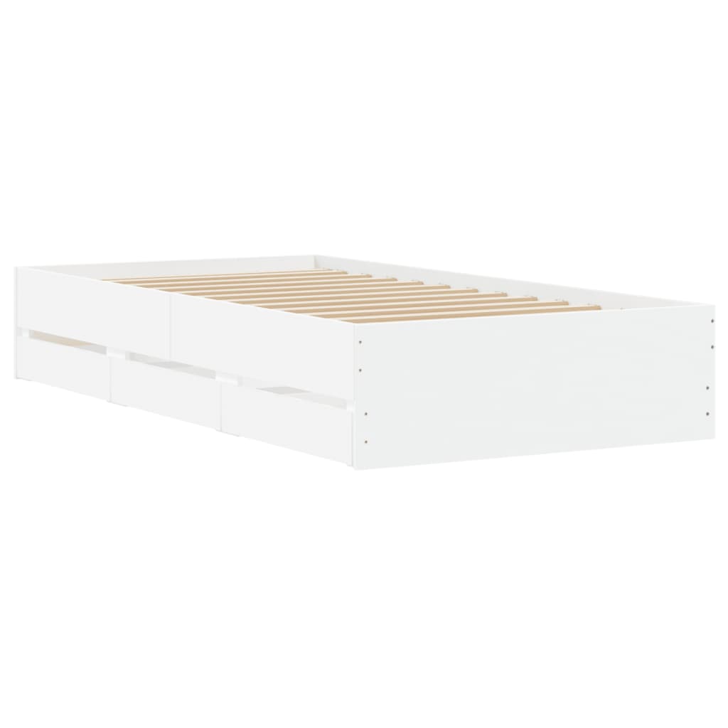 Giroletto con Cassetti-Struttura Letto con contenitore Bianco 90x200 cm in Legno Multistrato 146514