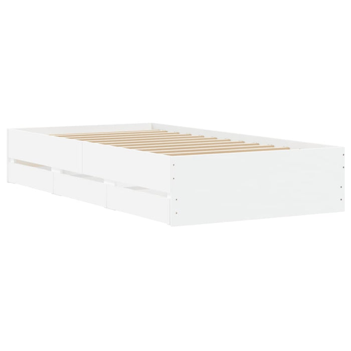 Giroletto con Cassetti-Struttura Letto con contenitore Bianco 90x200 cm in Legno Multistrato 146514