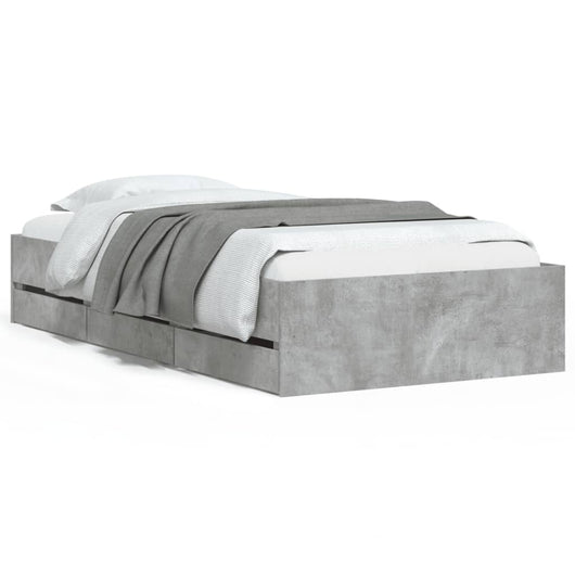 Giroletto Cassetti-Struttura Letto con contenitore Grigio Cemento 90x200 cm Legno Multistrato 486121