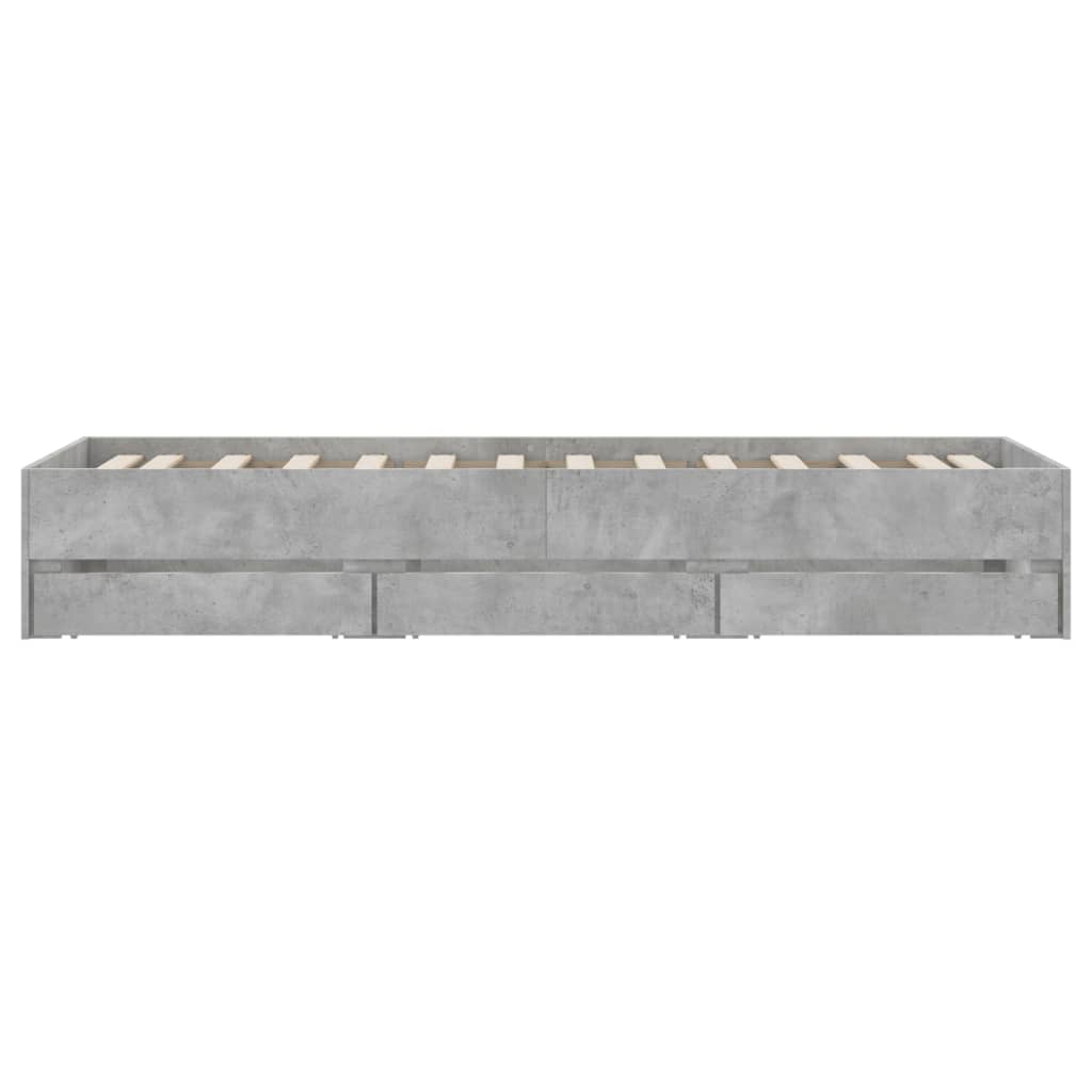 Giroletto Cassetti-Struttura Letto con contenitore Grigio Cemento 90x200 cm Legno Multistrato 486121