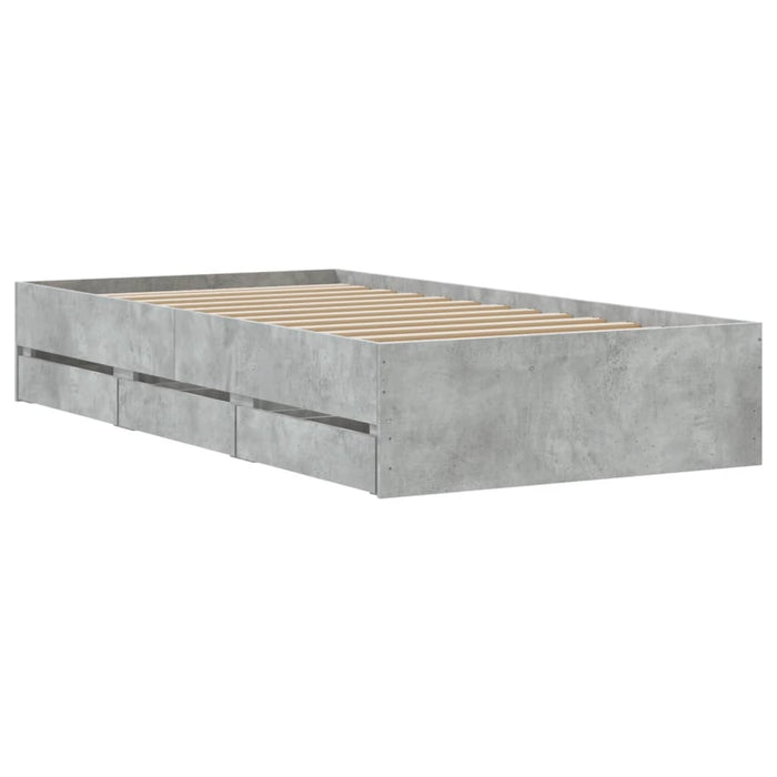 Giroletto Cassetti-Struttura Letto con contenitore Grigio Cemento 90x200 cm Legno Multistrato 486121
