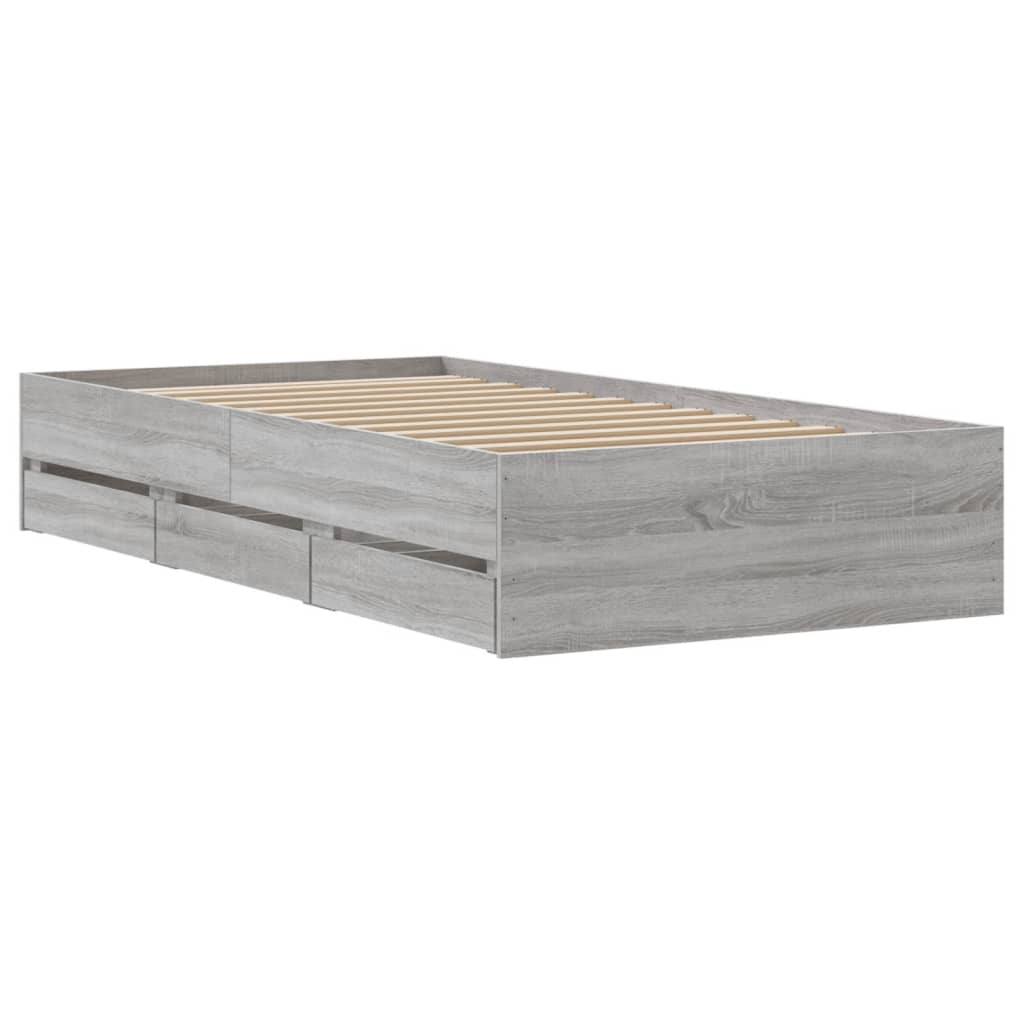 Giroletto Cassetti-Struttura Letto con contenitore Grigio Sonoma 90x200 cm Legno Multistrato 289851