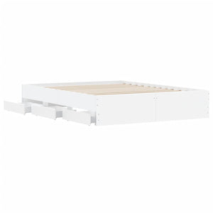Giroletto con Cassetti-Struttura Letto con contenitore Bianco 140x190 cm in Legno Multistrato 685649