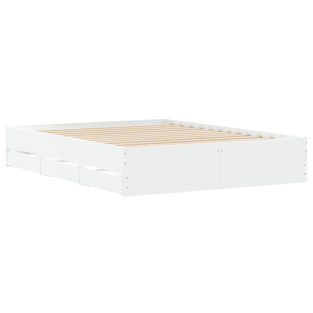 Giroletto con Cassetti-Struttura Letto con contenitore Bianco 140x190 cm in Legno Multistrato 685649