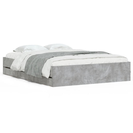 Giroletto Cassetti-Struttura Letto con contenitore Grigio Cemento 140x190 cm Legno Multistrato 679539
