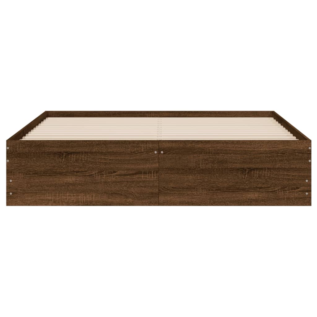 Giroletto Cassetti-Struttura Letto con contenitore Rovere Marrone 140x190 cm Legno Multistrato