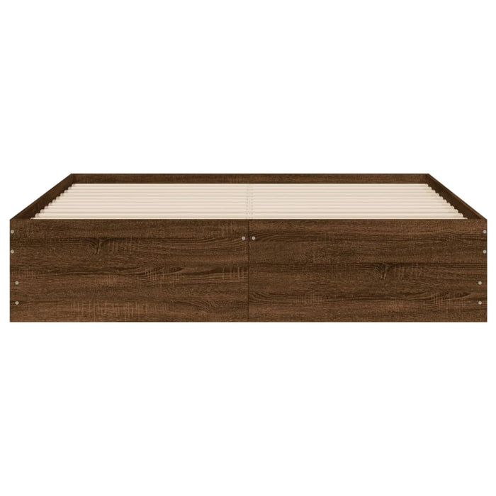 Giroletto Cassetti-Struttura Letto con contenitore Rovere Marrone 140x190 cm Legno Multistrato
