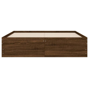 Giroletto Cassetti-Struttura Letto con contenitore Rovere Marrone 135x190 cm Legno Multistrato