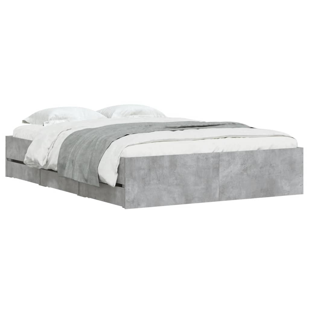 Giroletto Cassetti-Struttura Letto con contenitore Grigio Cemento 120x190 cm Legno Multistrato 180844