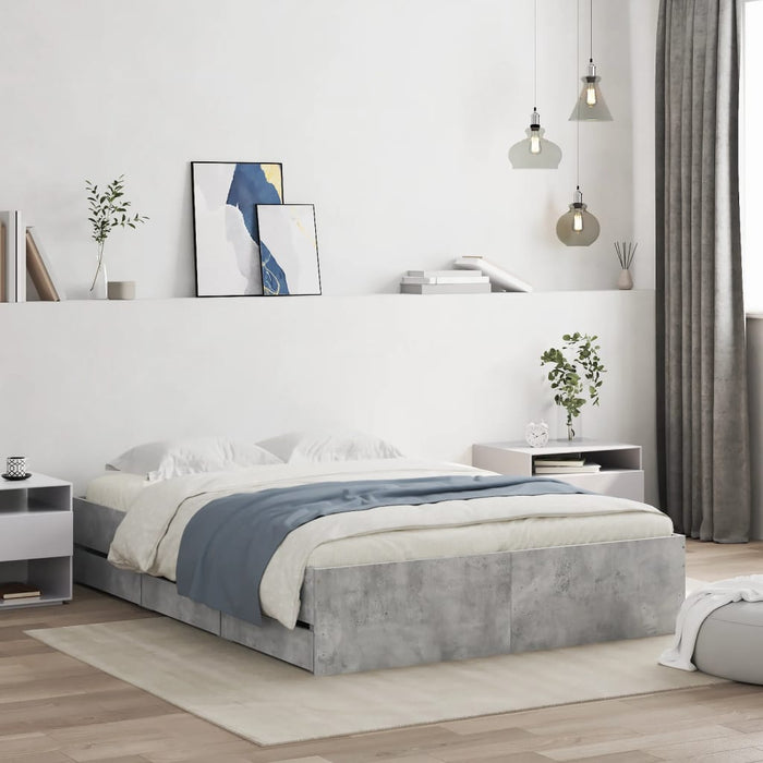 Giroletto Cassetti-Struttura Letto con contenitore Grigio Cemento 120x190 cm Legno Multistrato 180844