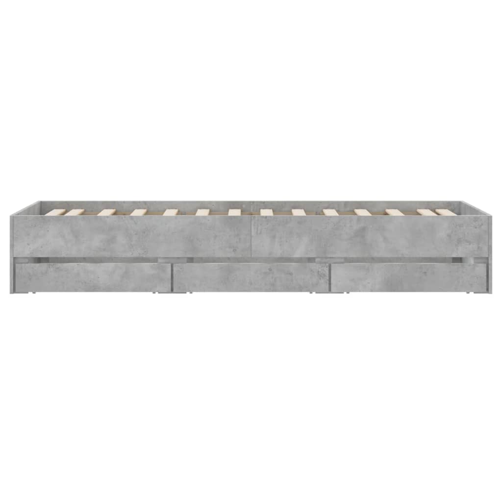 Giroletto Cassetti-Struttura Letto con contenitore Grigio Cemento 90x190 cm Legno Multistrato 726583