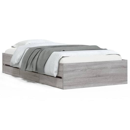 Giroletto Cassetti-Struttura Letto con contenitore Grigio Sonoma 90x190 cm Legno Multistrato 397174