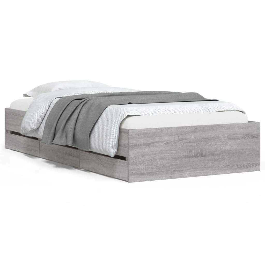 Giroletto Cassetti-Struttura Letto con contenitore Grigio Sonoma 75x190 cm Legno Multistrato 405109