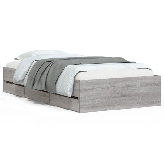 Giroletto Cassetti-Struttura Letto con contenitore Grigio Sonoma 75x190 cm Legno Multistrato 405109