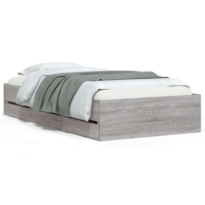 Giroletto Cassetti-Struttura Letto con contenitore Grigio Sonoma 75x190 cm Legno Multistrato 405109