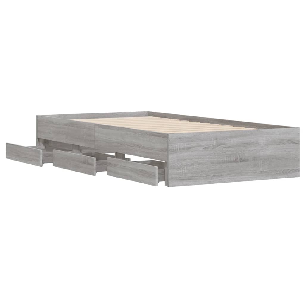 Giroletto Cassetti-Struttura Letto con contenitore Grigio Sonoma 75x190 cm Legno Multistrato 405109