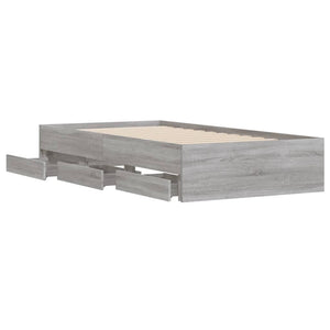 Giroletto Cassetti-Struttura Letto con contenitore Grigio Sonoma 75x190 cm Legno Multistrato 405109