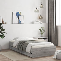 Giroletto Cassetti-Struttura Letto con contenitore Grigio Sonoma 75x190 cm Legno Multistrato 405109