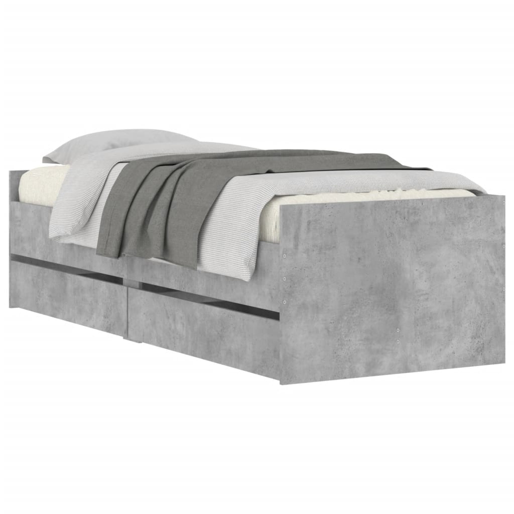 Giroletto con Cassetti-Struttura Letto con contenitore Grigio Cemento 90x200 cm 177532