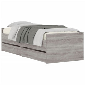 Giroletto con Cassetti-Struttura Letto con contenitore Grigio Sonoma 90x200 cm 595827