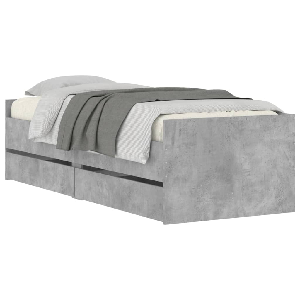Giroletto con Cassetti-Struttura Letto con contenitore Grigio Cemento 90x190 cm 435968