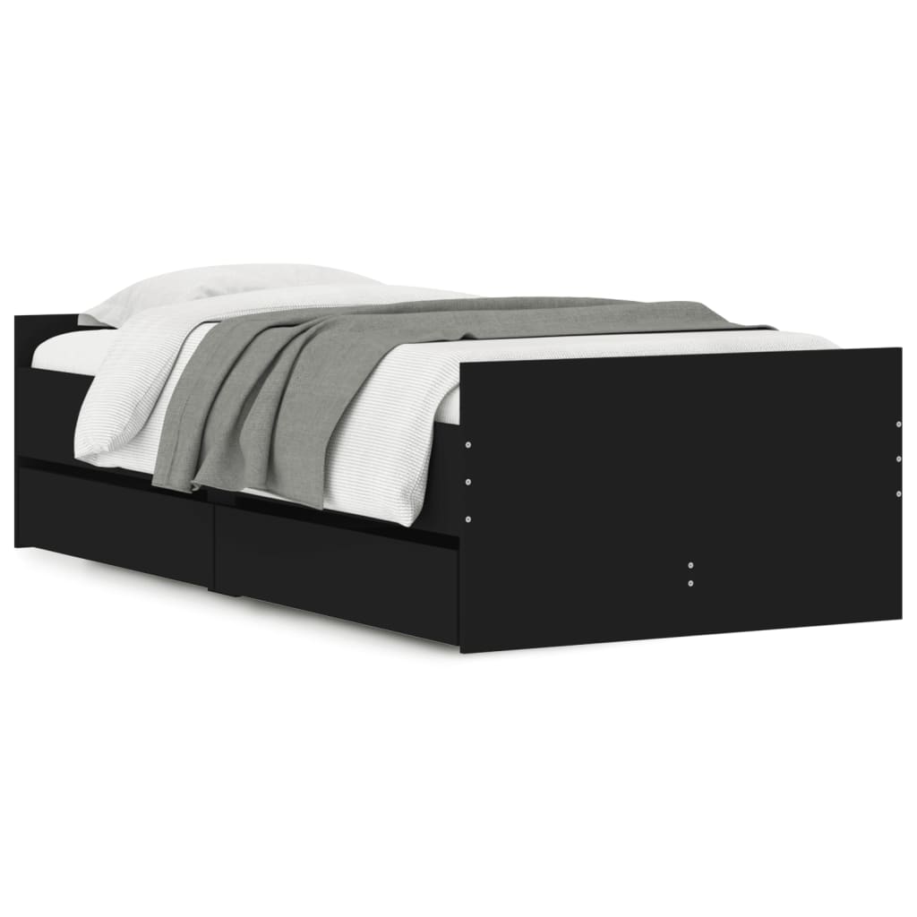 Giroletto con Cassetti-Struttura Letto con contenitore Nero 90x190 cm 705498